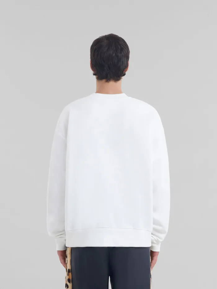 White Cotton Sweatshirt With Marni Mending Logo Men Marni Sweatshirts
