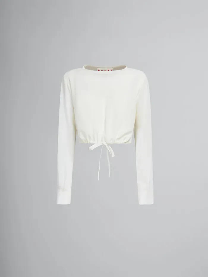 White Crpe De Chine Drawstring Top Women Marni Tops and TShirts