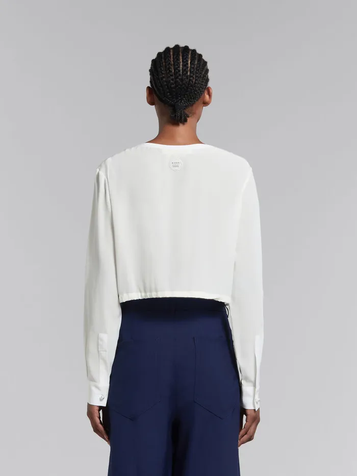 White Crpe De Chine Drawstring Top Women Marni Tops and TShirts