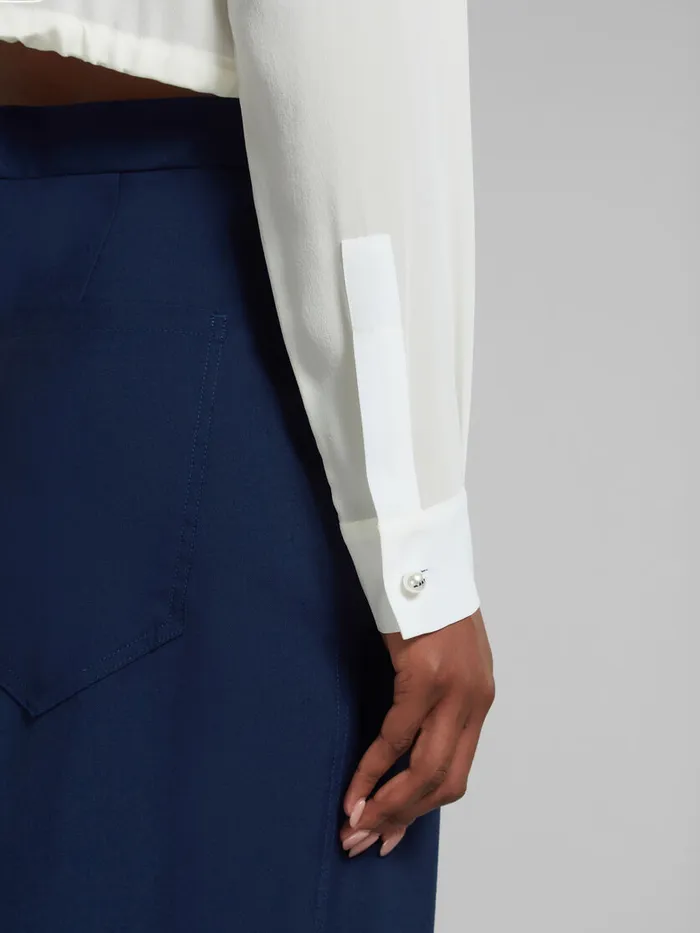 White Crpe De Chine Drawstring Top Women Marni Tops and TShirts
