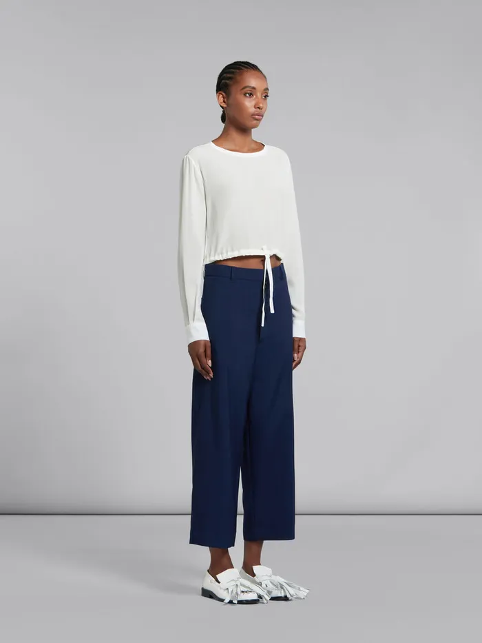 White Crpe De Chine Drawstring Top Women Marni Tops and TShirts