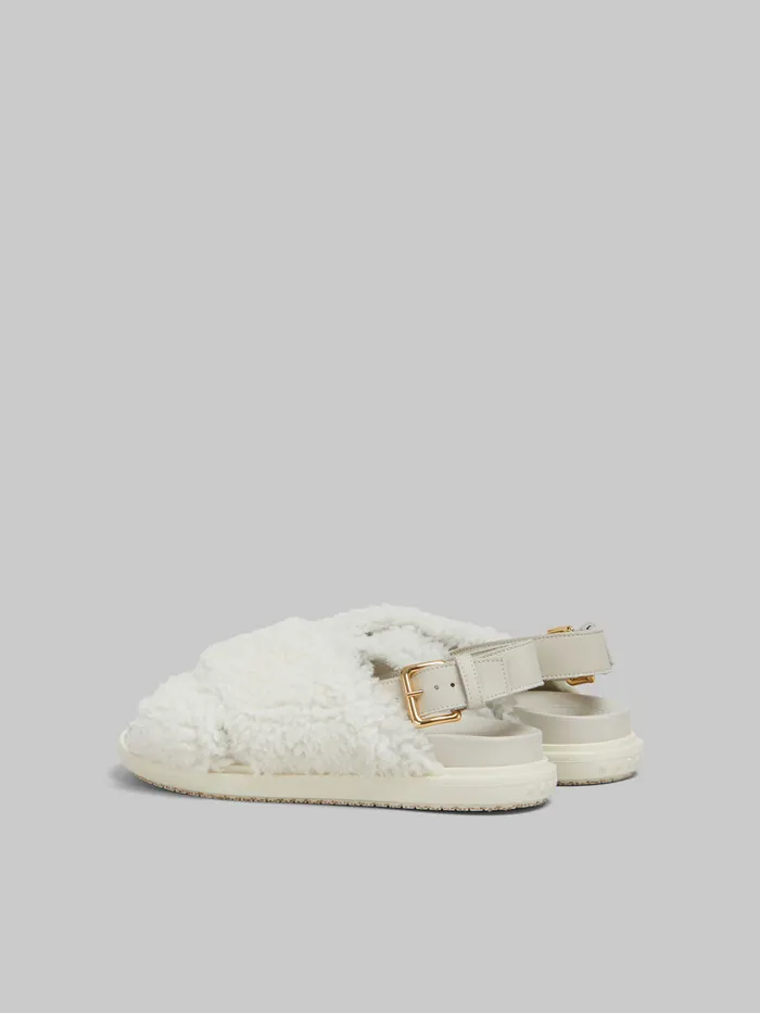 White Curly Shearling Fussbett Slide Women Marni Fussbett