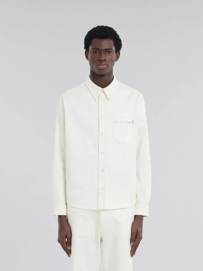 White Drill Shirt With Marni Mending Men Marni Tops and TShirts
