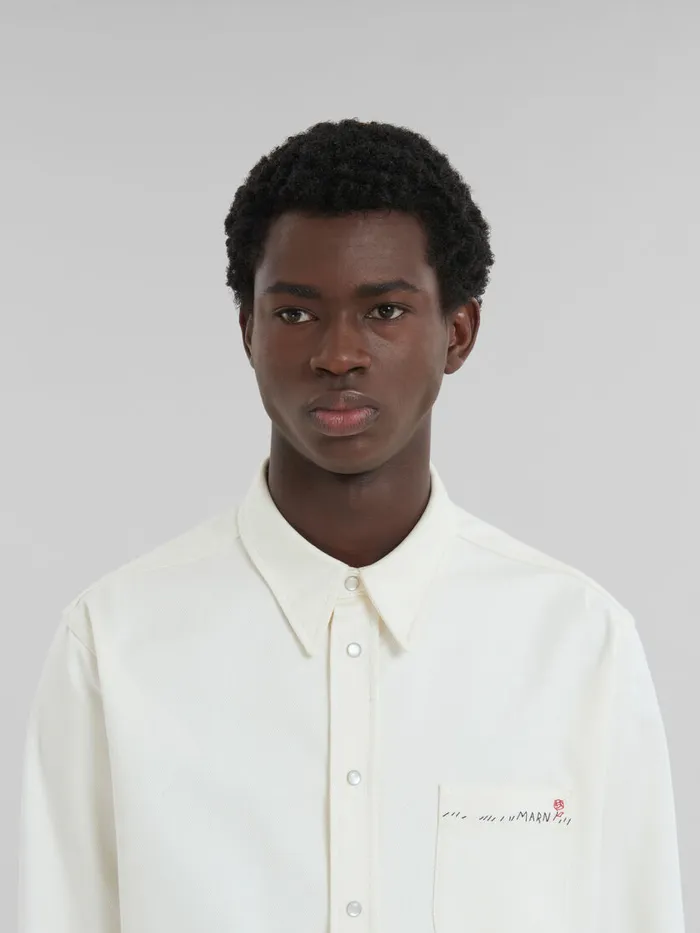White Drill Shirt With Marni Mending Men Marni Tops and TShirts
