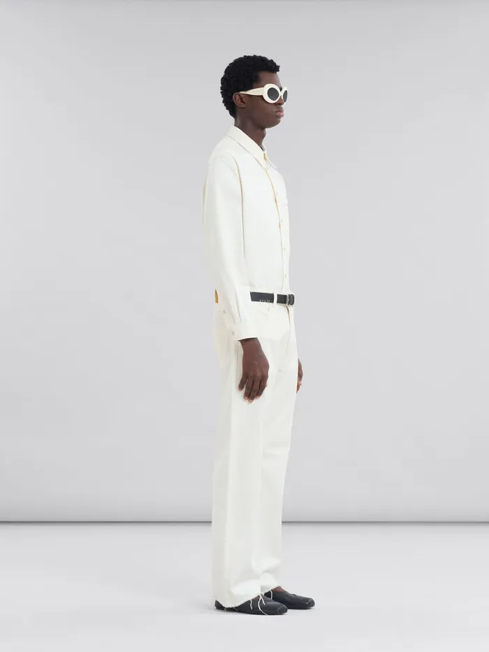 White Drill Shirt With Marni Mending Men Marni Tops and TShirts