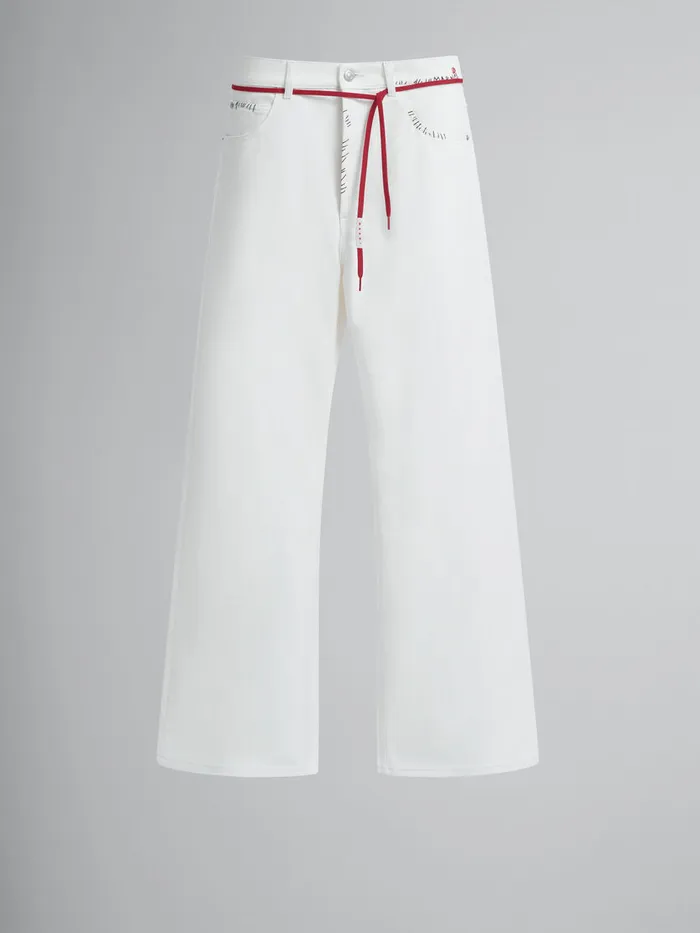 White Drill Trousers With Marni Mending Men Marni Pants