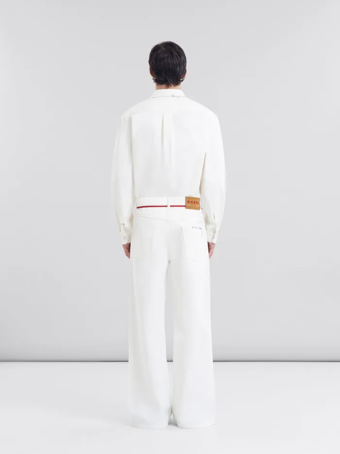 White Drill Trousers With Marni Mending Men Marni Pants