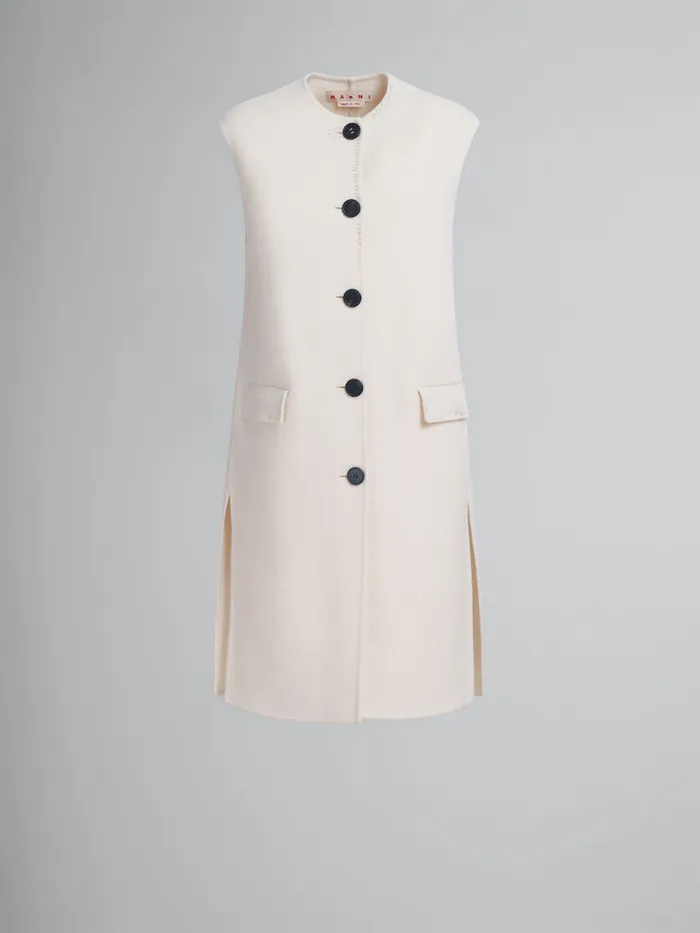 White Felt Sleeveless Jacket Women Marni Coats and Jackets