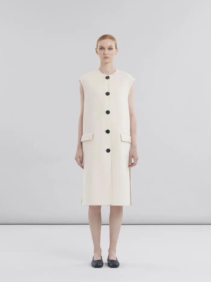 White Felt Sleeveless Jacket Women Marni Coats and Jackets