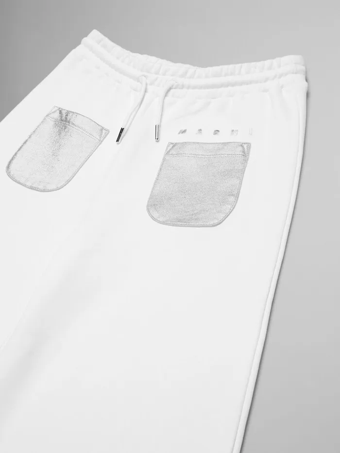 White Fleece Wide Trousers With Pockets Kids Marni