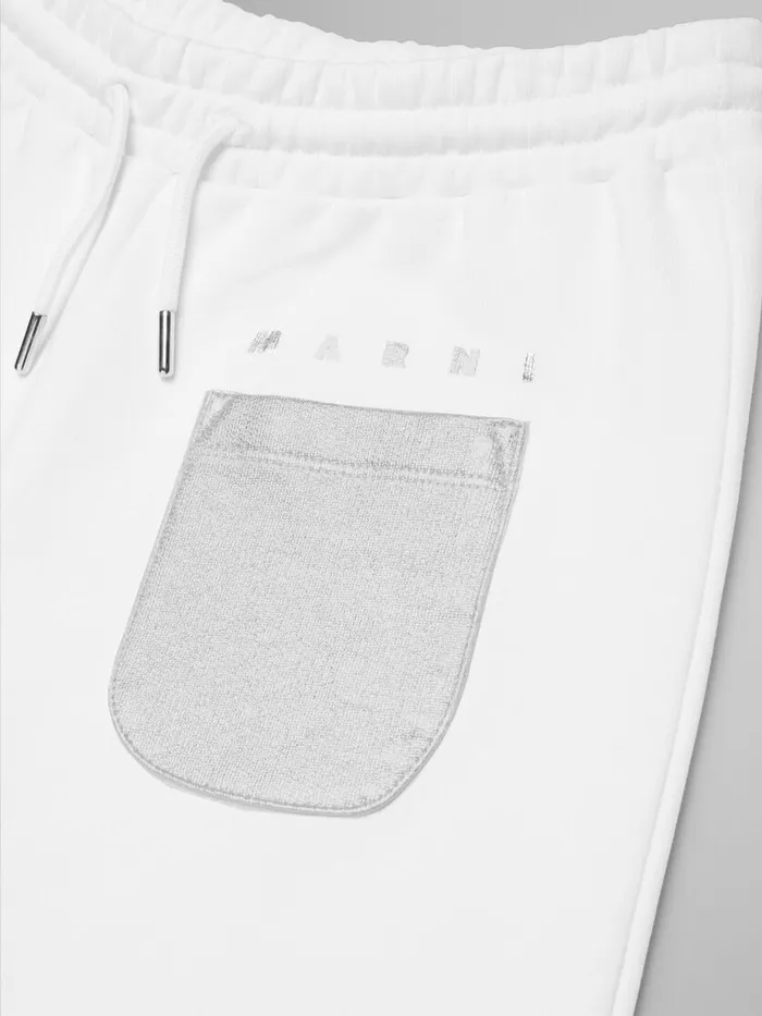 White Fleece Wide Trousers With Pockets Kids Marni