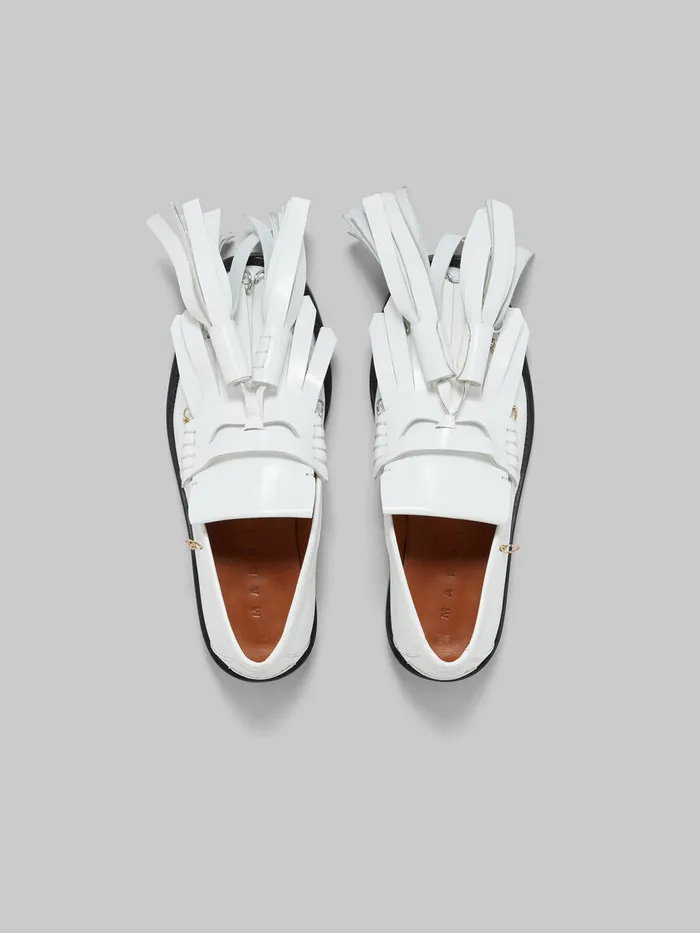 White Leather Bambi Loafer With Maxi Tassels Women Marni Flats