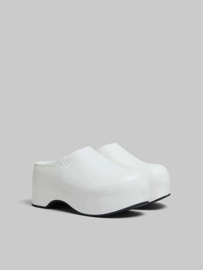 White Leather Chunky Clog Sabot Women Marni Slides and Sandals
