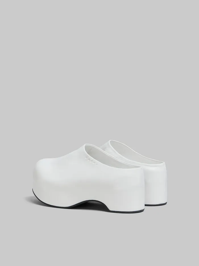 White Leather Chunky Clog Sabot Women Marni Slides and Sandals