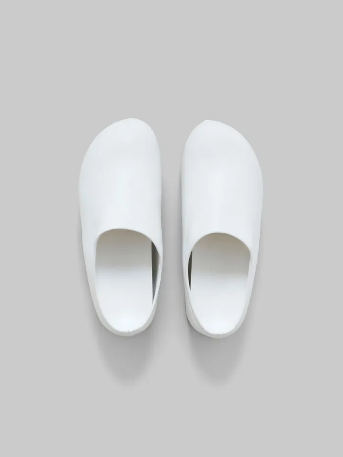 White Leather Chunky Clog Sabot Women Marni Slides and Sandals
