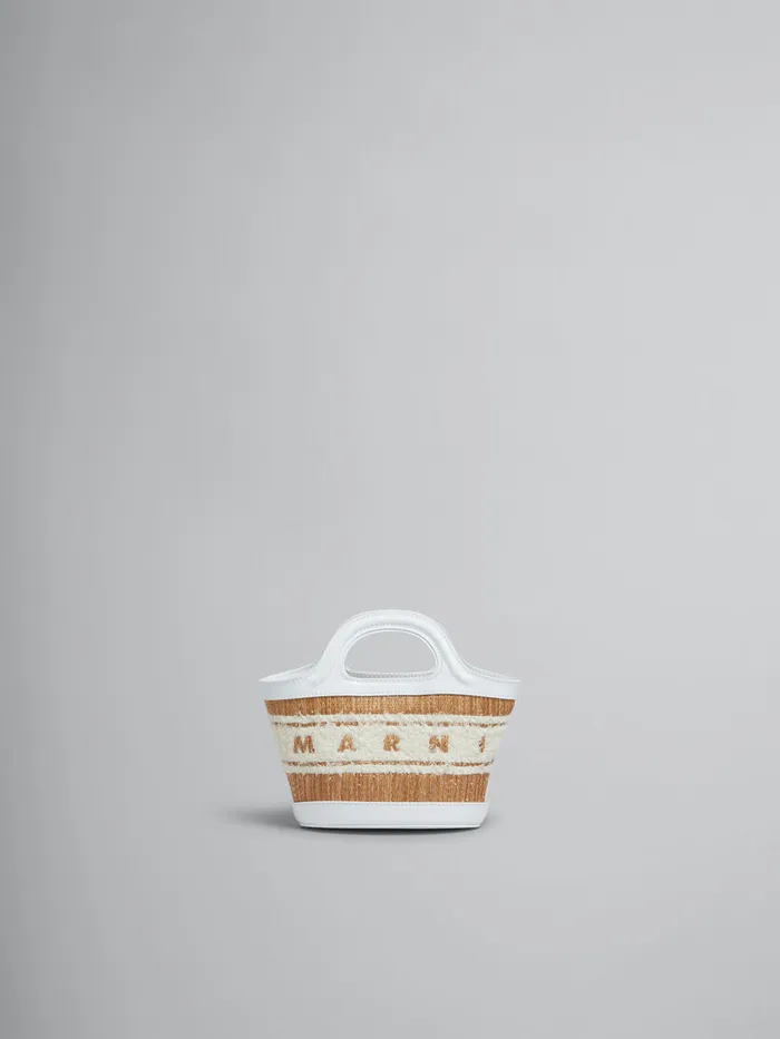 White Leather Raffiaeffect Tropicalia Micro Bag With Tufted Logo Women Marni Handbags