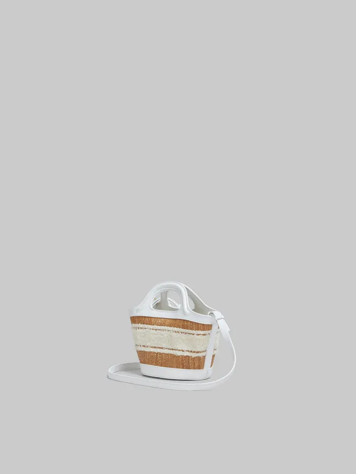 White Leather Raffiaeffect Tropicalia Micro Bag With Tufted Logo Women Marni Handbags