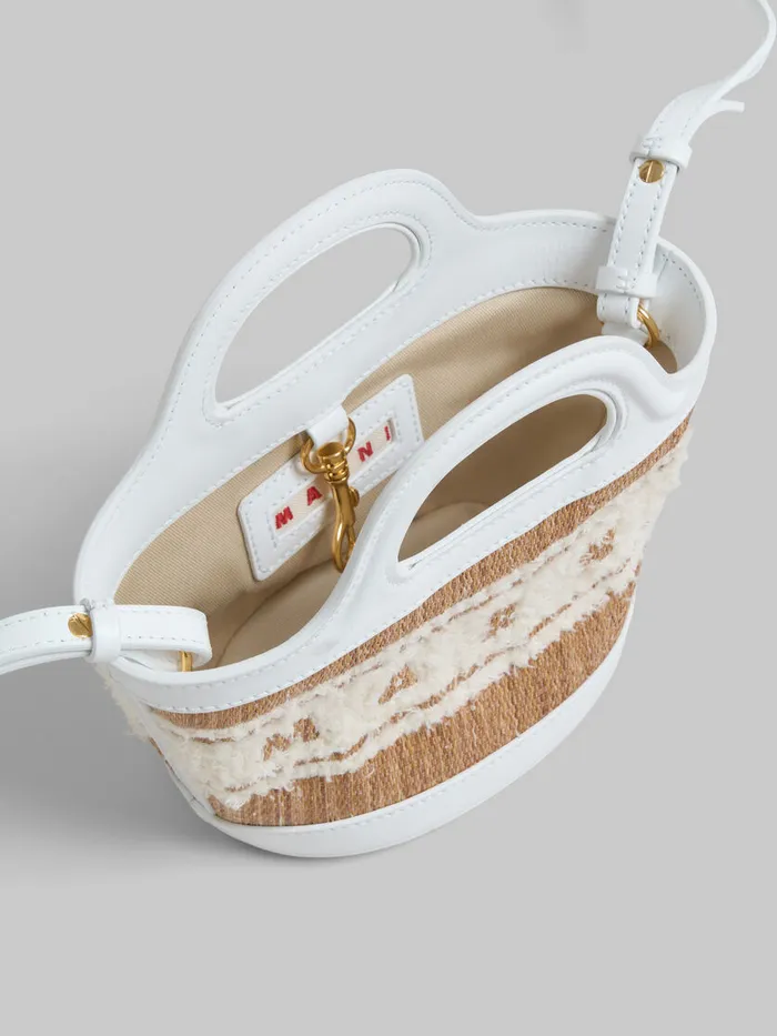 White Leather Raffiaeffect Tropicalia Micro Bag With Tufted Logo Women Marni Handbags