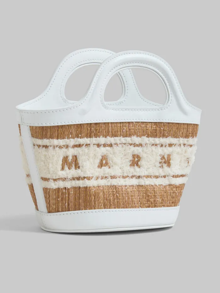 White Leather Raffiaeffect Tropicalia Micro Bag With Tufted Logo Women Marni Handbags