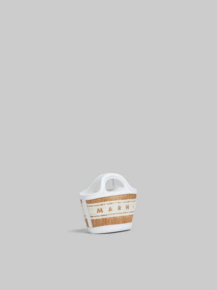 White Leather Raffiaeffect Tropicalia Micro Bag With Tufted Logo Women Marni Handbags