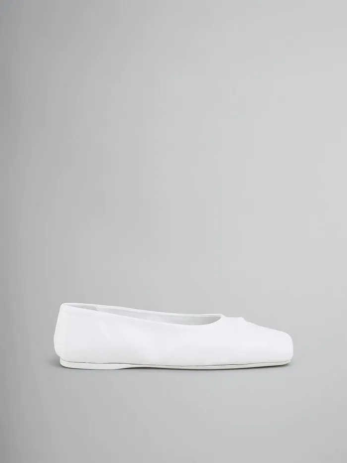 White Nappa Leather Seamless Little Bow Ballet Flat Women Marni Flats