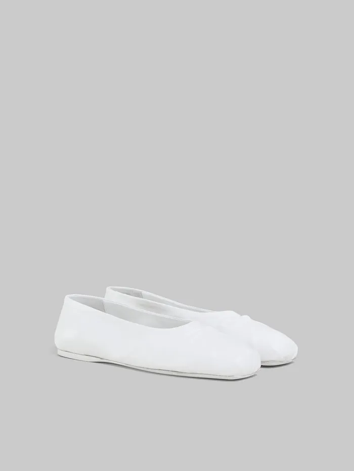 White Nappa Leather Seamless Little Bow Ballet Flat Women Marni Flats