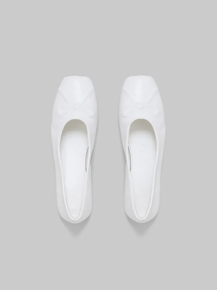 White Nappa Leather Seamless Little Bow Ballet Flat Women Marni Flats