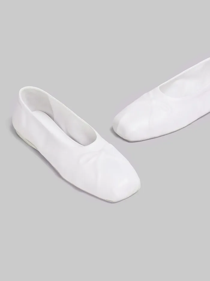 White Nappa Leather Seamless Little Bow Ballet Flat Women Marni Flats