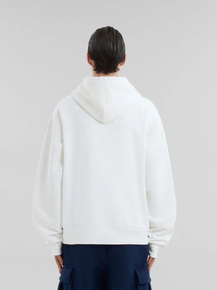 White Organic Cotton Hoodie With Marni Scribble Motif Men Marni Sweatshirts