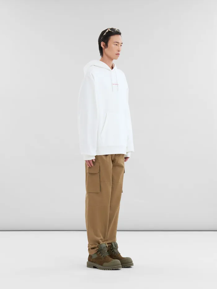 White Organic Cotton Hoodie With Mini Marni Print Men Marni Sweatshirts