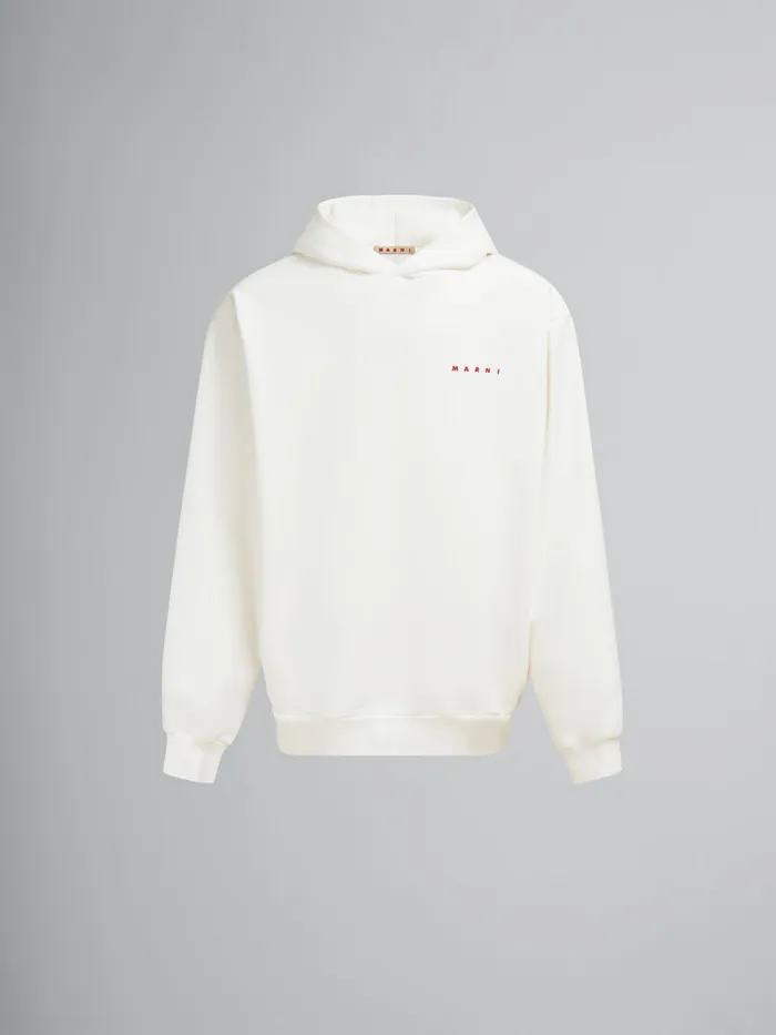 White Organic Cotton Hoodie With Wrinkled Marni Logo Men Marni Sweatshirts