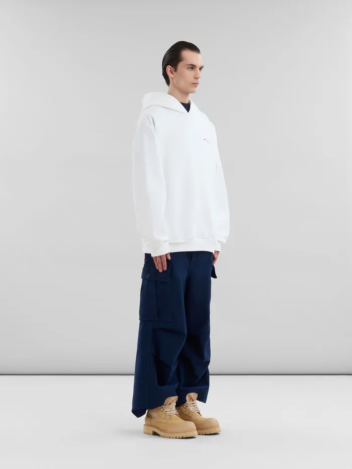 White Organic Cotton Hoodie With Wrinkled Marni Logo Men Marni Sweatshirts