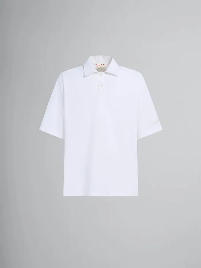 White Organic Cotton Oversized Polo Shirt With Marni Patches Men Marni Tops and TShirts