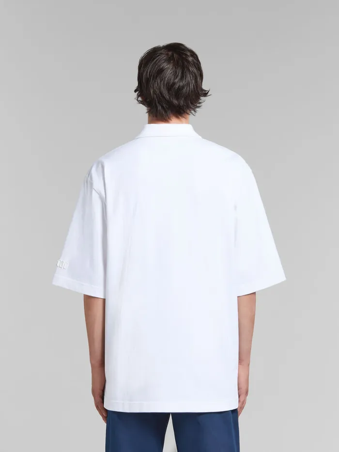White Organic Cotton Oversized Polo Shirt With Marni Patches Men Marni Tops and TShirts