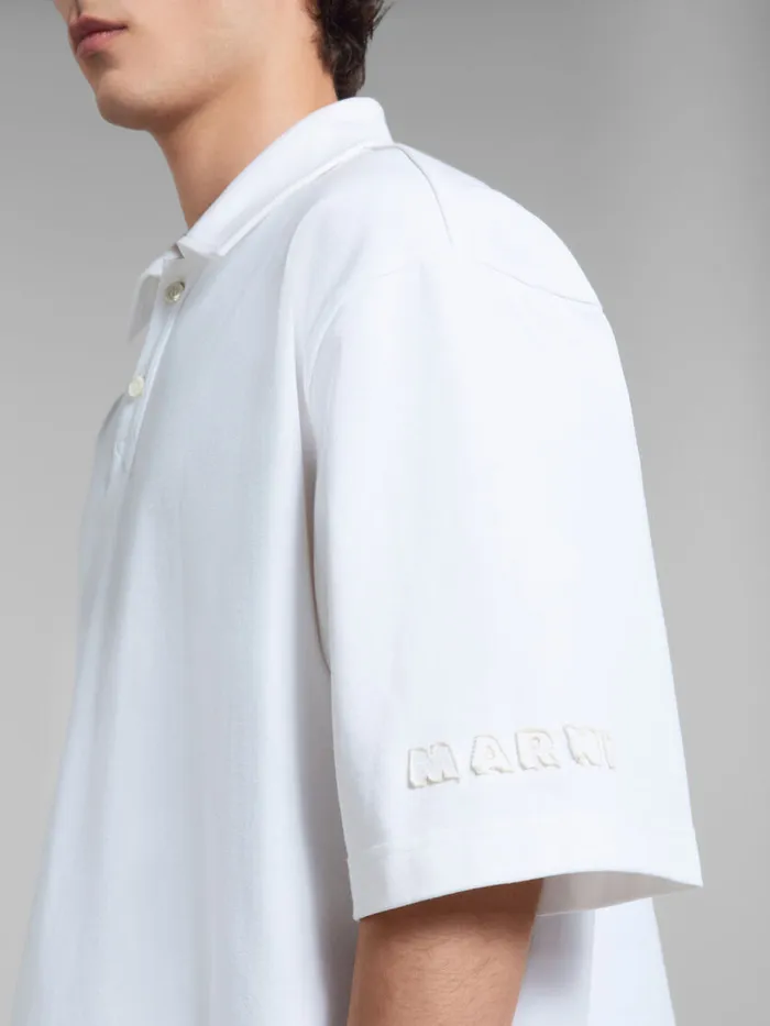 White Organic Cotton Oversized Polo Shirt With Marni Patches Men Marni Tops and TShirts