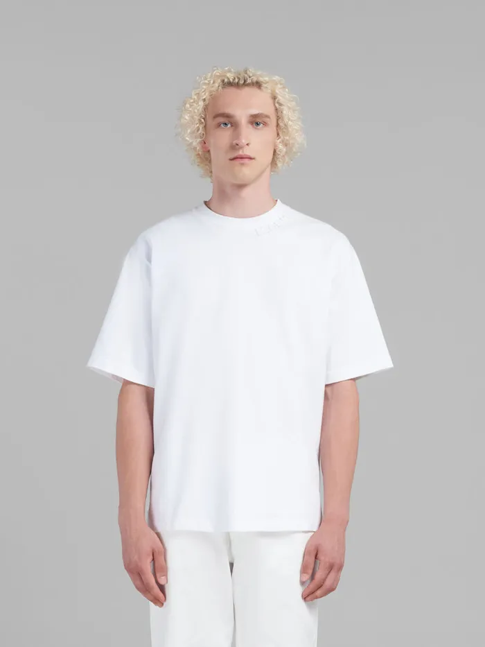 White Organic Cotton Oversized Tshirt With Marni Patches Men Marni Tops and TShirts