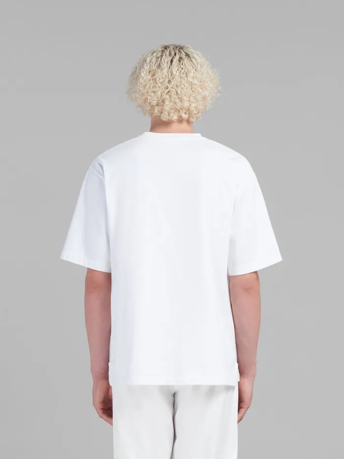 White Organic Cotton Oversized Tshirt With Marni Patches Men Marni Tops and TShirts
