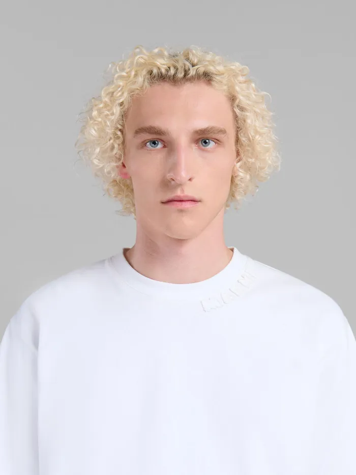 White Organic Cotton Oversized Tshirt With Marni Patches Men Marni Tops and TShirts