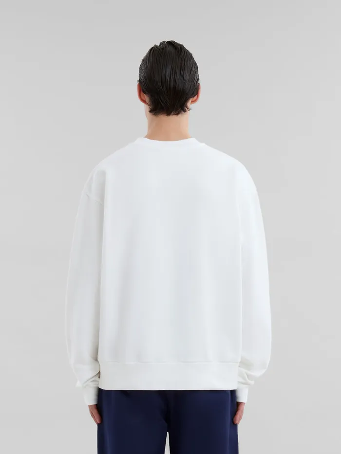 White Organic Cotton Sweatshirt With Wrinkled Marni Logo Men Marni Sweatshirts