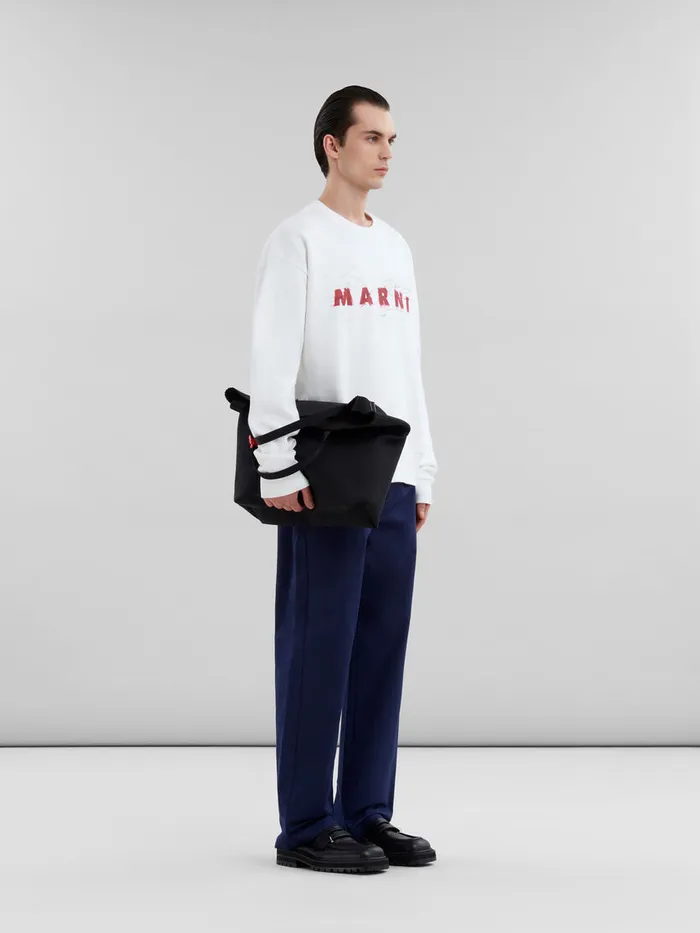 White Organic Cotton Sweatshirt With Wrinkled Marni Logo Men Marni Sweatshirts