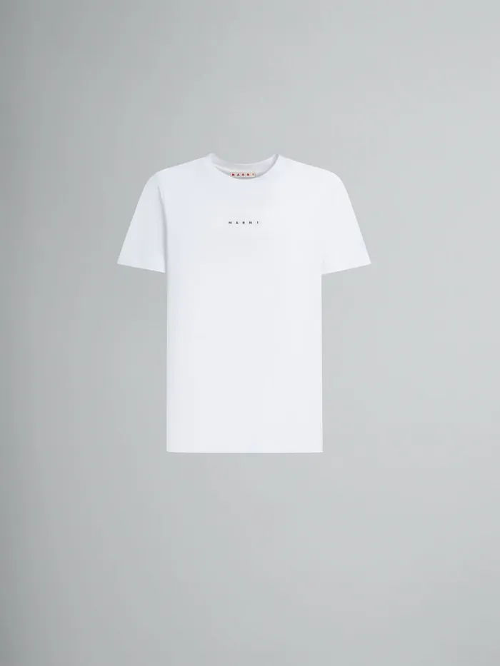 White Organic Cotton Tshirt With Logo Men Marni Tops and TShirts