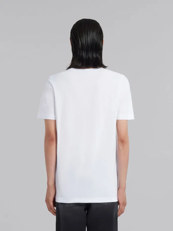 White Organic Cotton Tshirt With Logo Men Marni Tops and TShirts