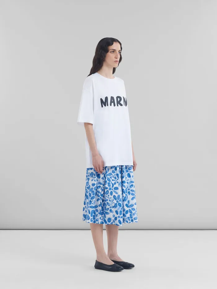 White Organic Cotton Tshirt With Logo Women Marni Tops and TShirts