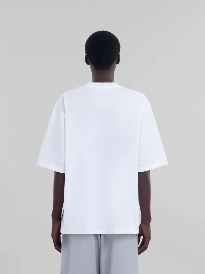 White Organic Cotton Tshirt With Marni 30th Anniversary Print Men Marni Tops and TShirts