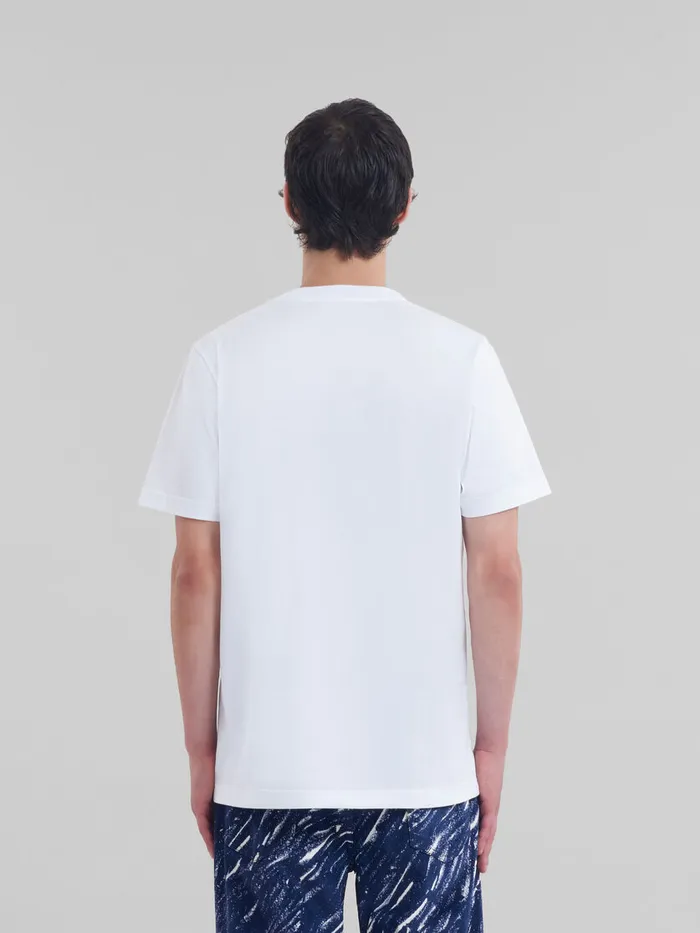 White Organic Cotton Tshirt With Marni Mending Logo Men Marni Tops and TShirts
