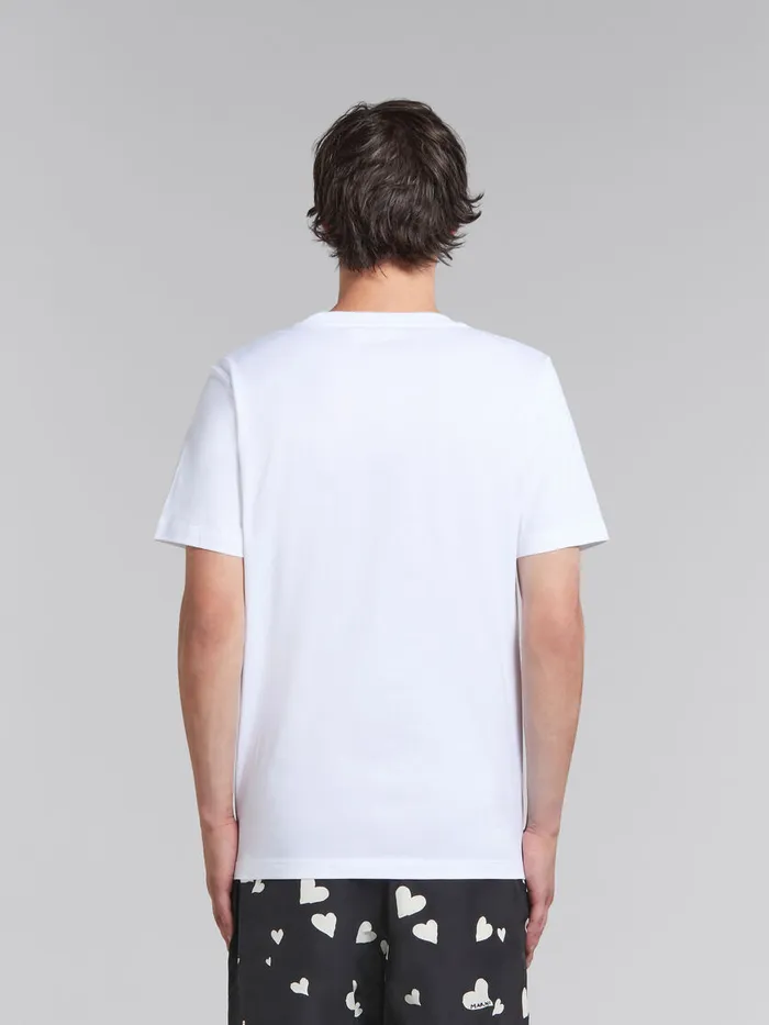 White Organic Cotton Tshirt With Marni Patch Men Marni Tops and TShirts