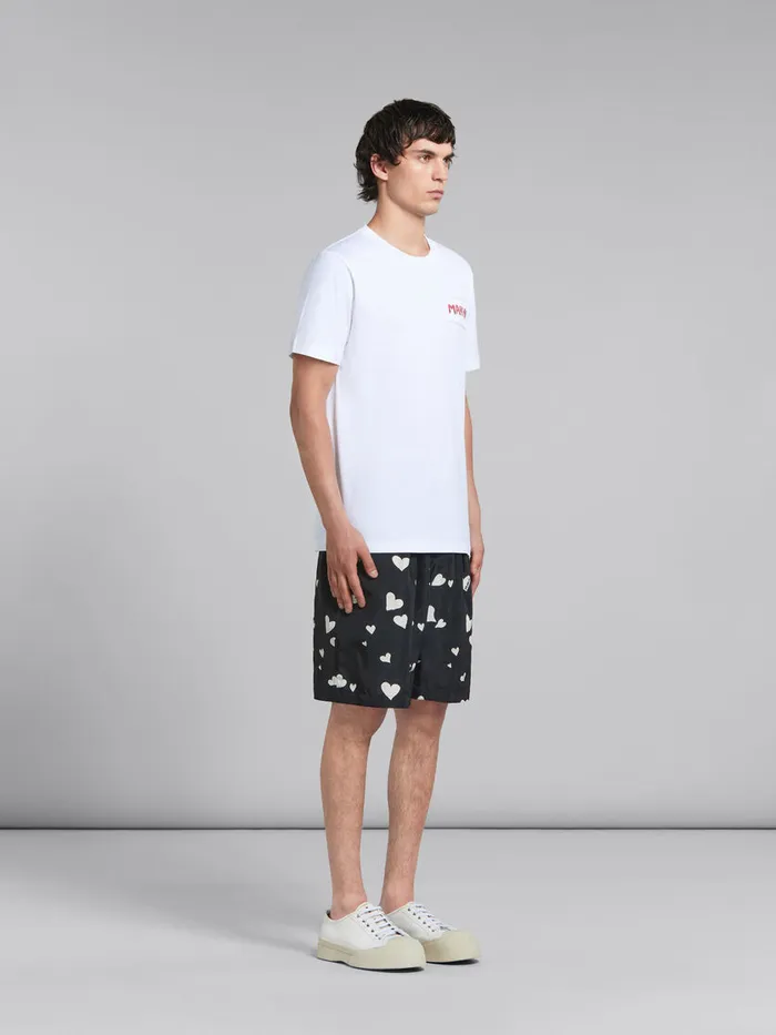 White Organic Cotton Tshirt With Marni Patch Men Marni Tops and TShirts