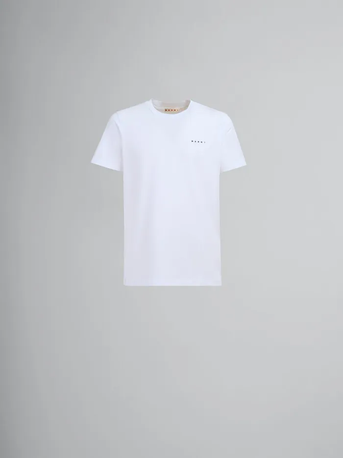 White Organic Cotton Tshirt With Mini Marni Logo Men Marni Tops and TShirts