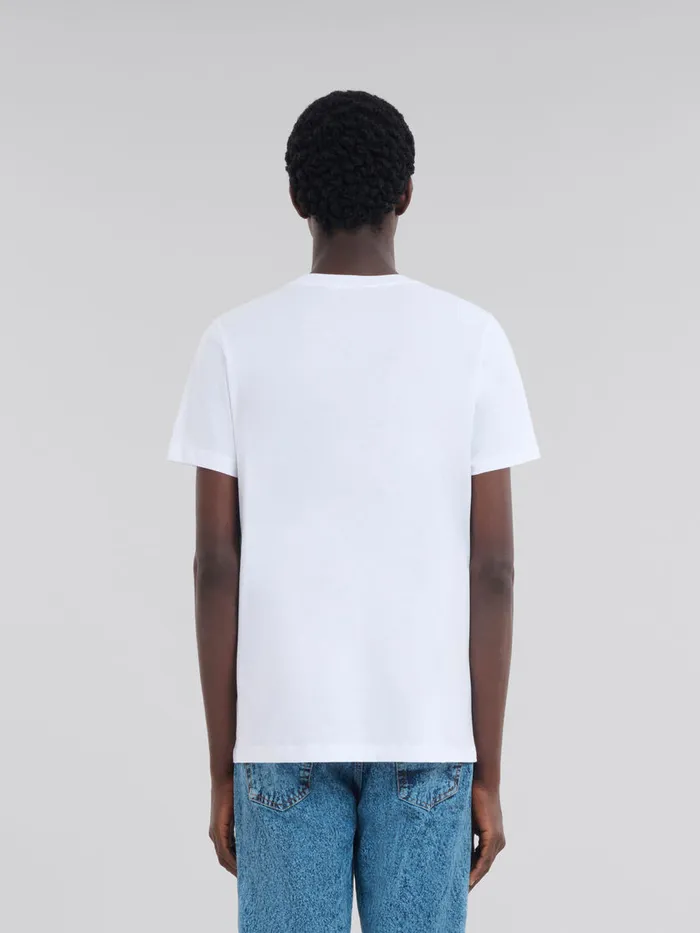 White Organic Cotton Tshirt With Mini Marni Logo Men Marni Tops and TShirts
