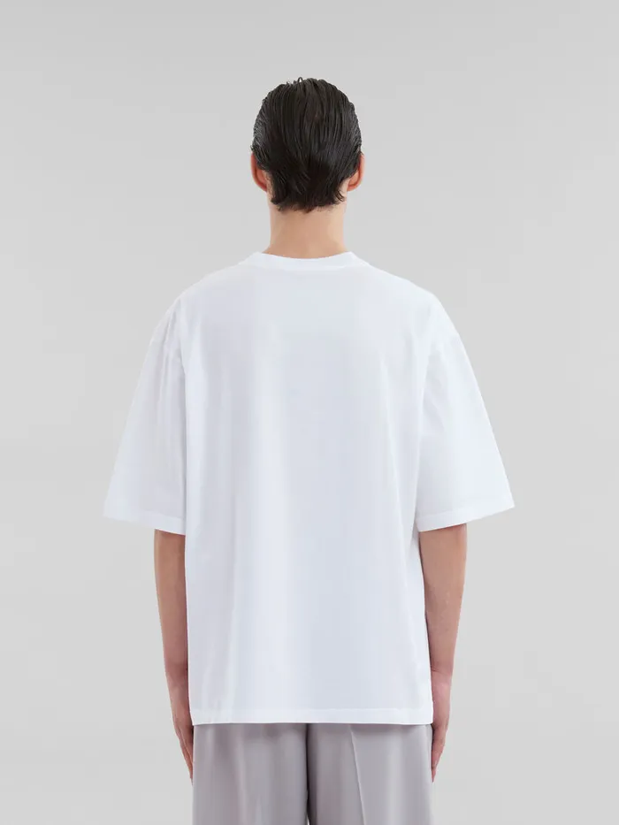 White Organic Cotton Tshirt With Wrinkled Marni Logo Men Marni Tops and TShirts